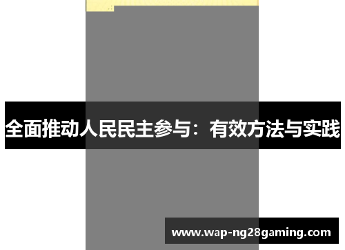 全面推动人民民主参与：有效方法与实践